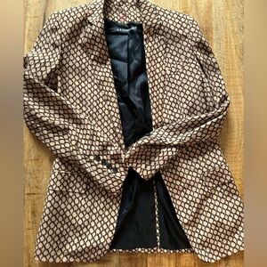 A.F. Vandevorst 100% silk (se) blazer with silk belt tan brown circle design NEW